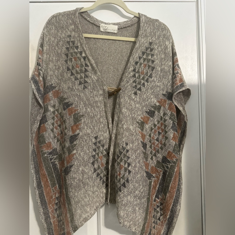 Vintage Havana Charcoal Knit Poncho